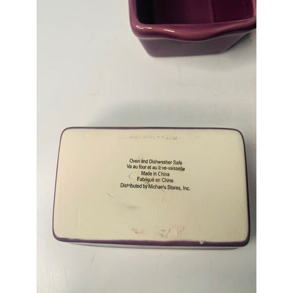 6 Mini Loaf Pans Purple 6” Stoneware Ceramic Michaels Stores Great Condition - Picture 9 of 11